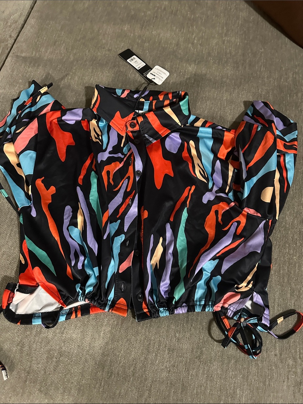 Fashion Nova Black Multicolor Wide Leg Pants Set - Picture 4 of 5